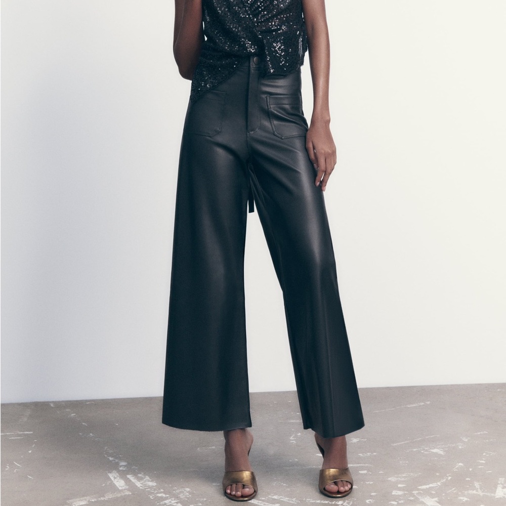 NWOT Zara Leather Marine Pants